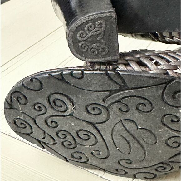 Brighton Pewter Silver Woven Reed Slides with Buckle Open Toe High Heels 7.5 - Picture 9 of 11